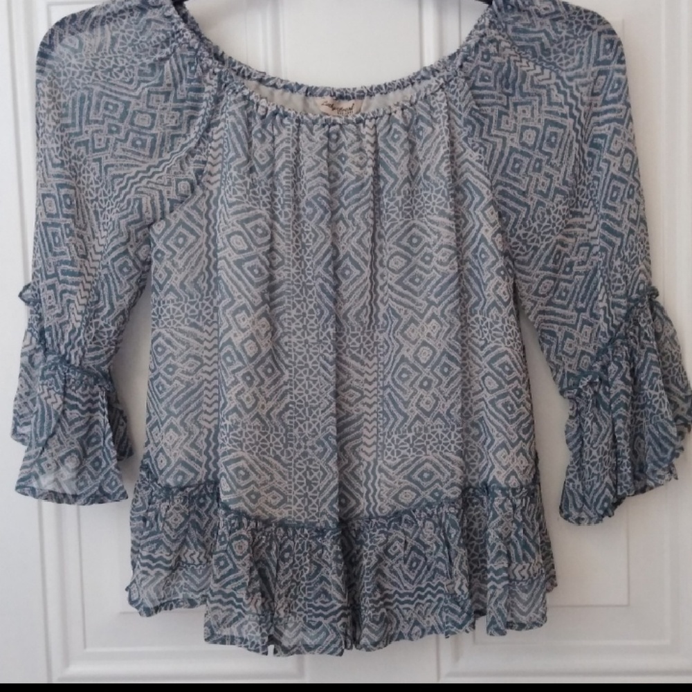 Lucky Brand Boho Peasant Top Blue Size XS